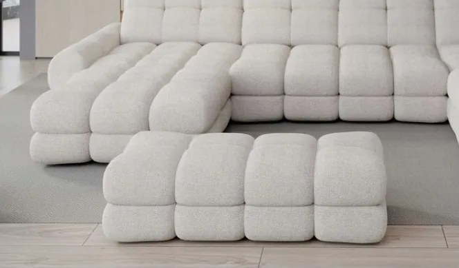 Pufa TOLLO XL w kolorze BEŻOWYM w tkaninie BUBLE WERSAL