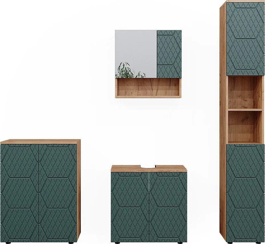 Zestaw mebli łazienkowych zielony/złoty dąb 80x41x58.6 irma
