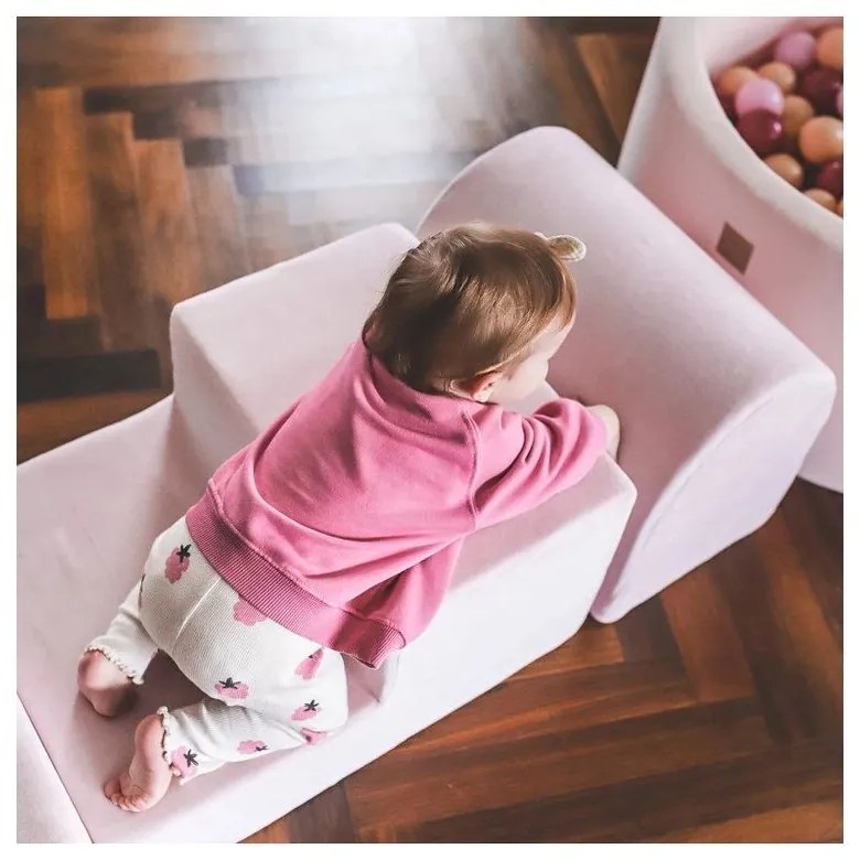 Beżowy aksamitny piankowy plac zabaw 3 szt. wysokość 30 cm 45x143 cm Montessori – Meowbaby