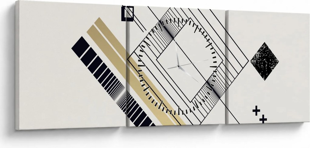 Obraz - Kształty geometryczne N⁰6 (z zegarem) (90x30 cm)