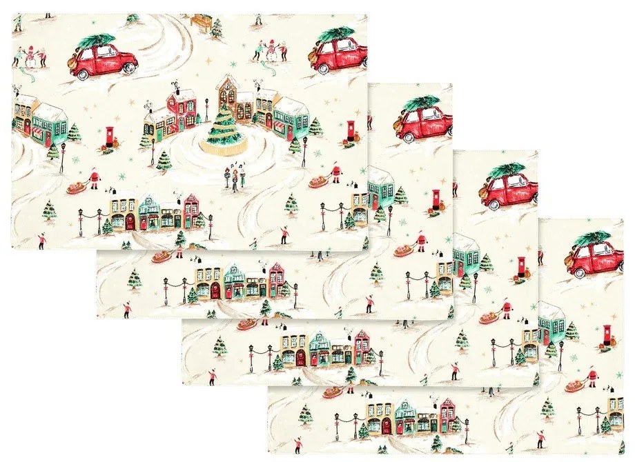 Bawełniane maty stołowe zestaw 4 szt. 30x46 cm Christmas Town – Catherine Lansfield