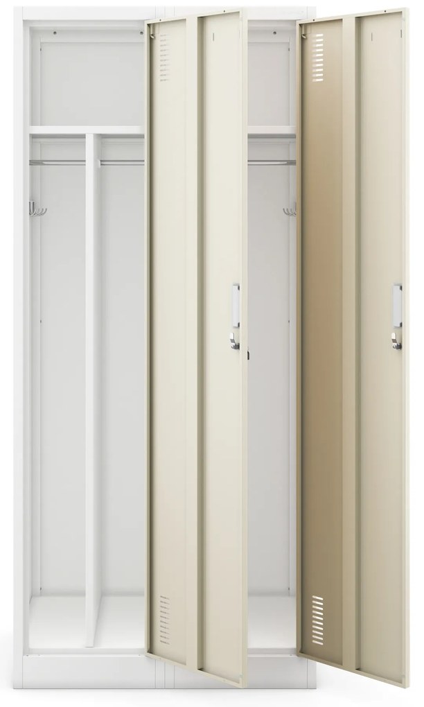 Szafka ubraniowa pracownicza czterokomorowa biała/dąb sonoma, 800x1800x500 mm: KACPER Eco Design