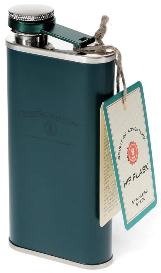Zielononiebieska piersiówka ze stali nierdzewnej 250 ml Spirit of Adventure – Rex London