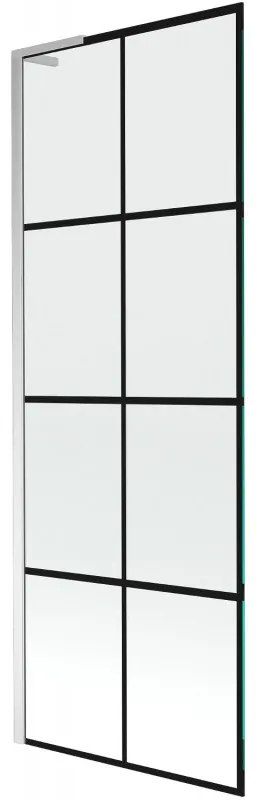 Mexen Next L parawan nawannowy 1-skrzydłowy 70 x 150 cm, czarna kratka, chrom - 895-070-000-03-77-01