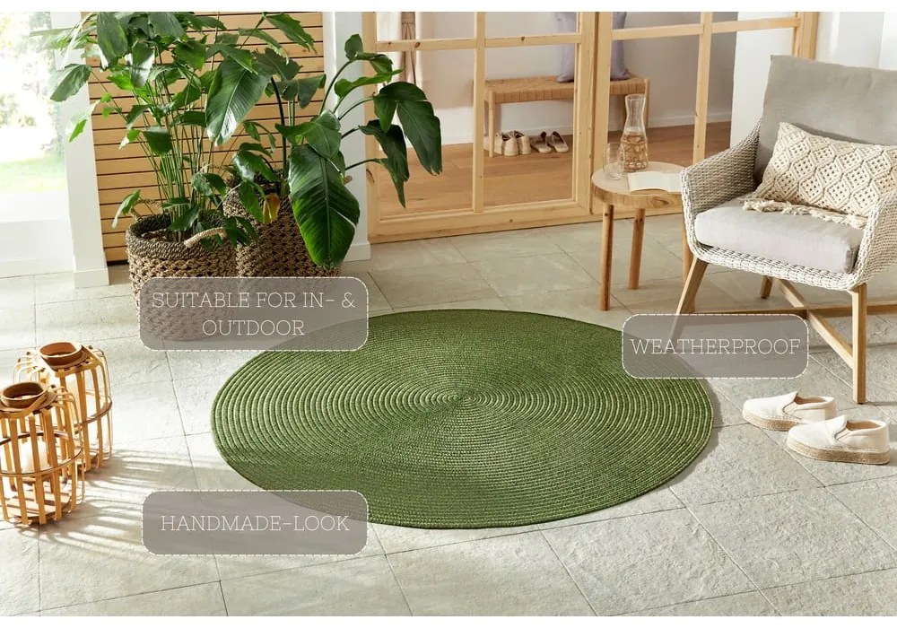Zielony okrągły dywan odpowiedni na zewnątrz ø 150 cm – NORTHRUGS