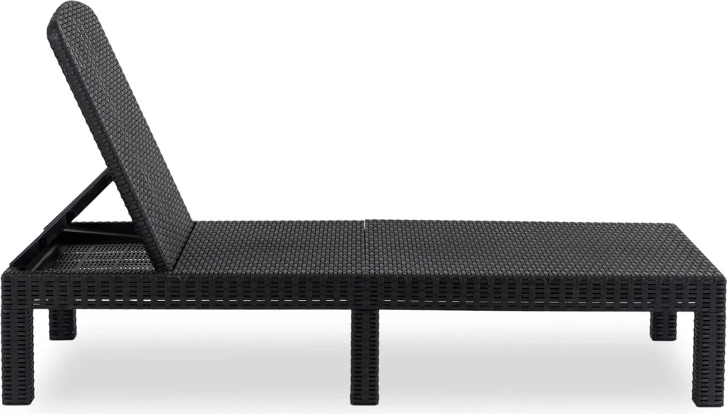 Fotel Ogrodowy Leżak LUIZJANA Technorattan Czarny/Szary