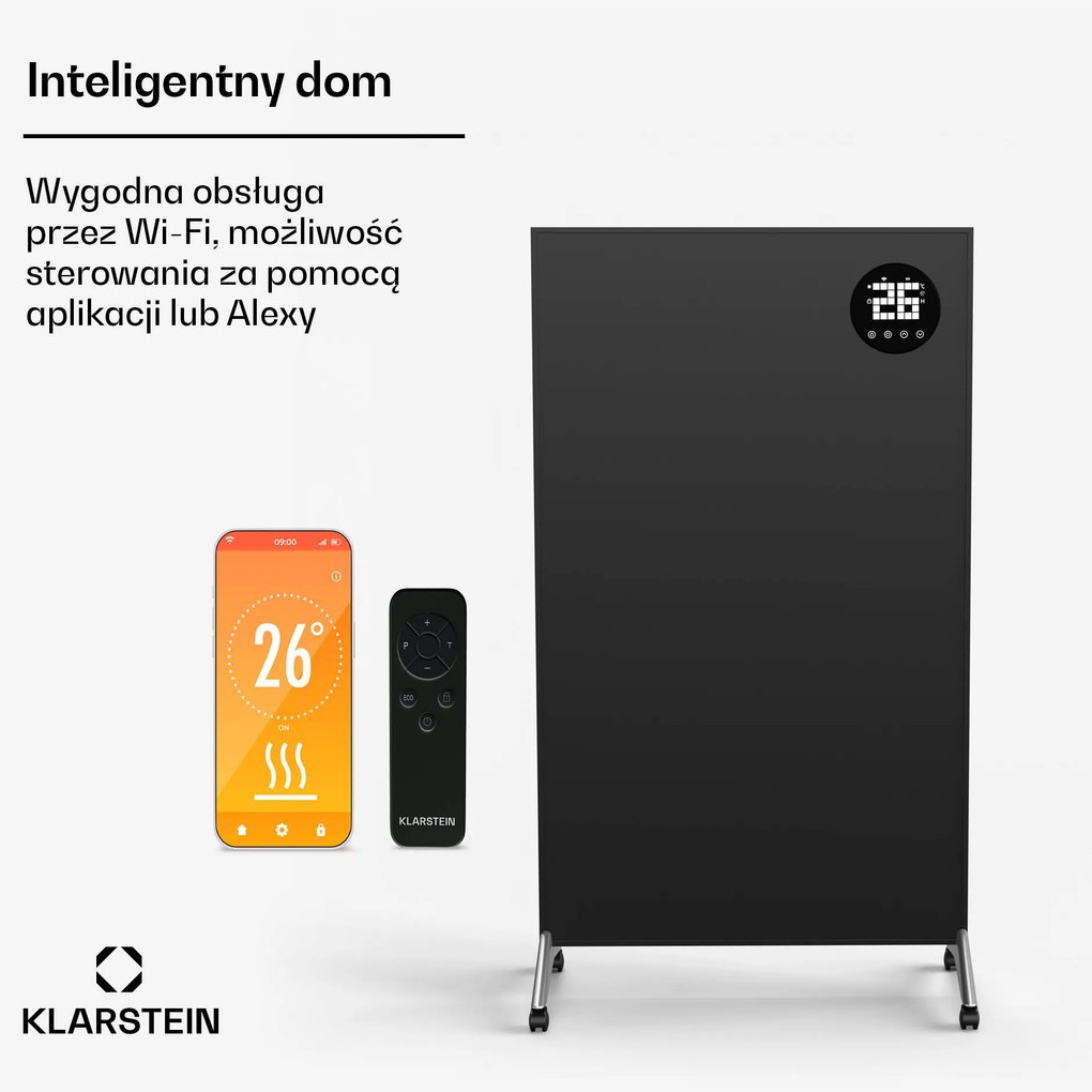 Klarstein Wonderwall Bornholm Smart 800W 100x60cm Panel na podczerwień Czarny