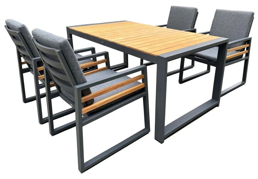 Szaro-naturalny aluminiowy zestaw mebli ogrodowych dla 4 osób Colmar – Rojaplast