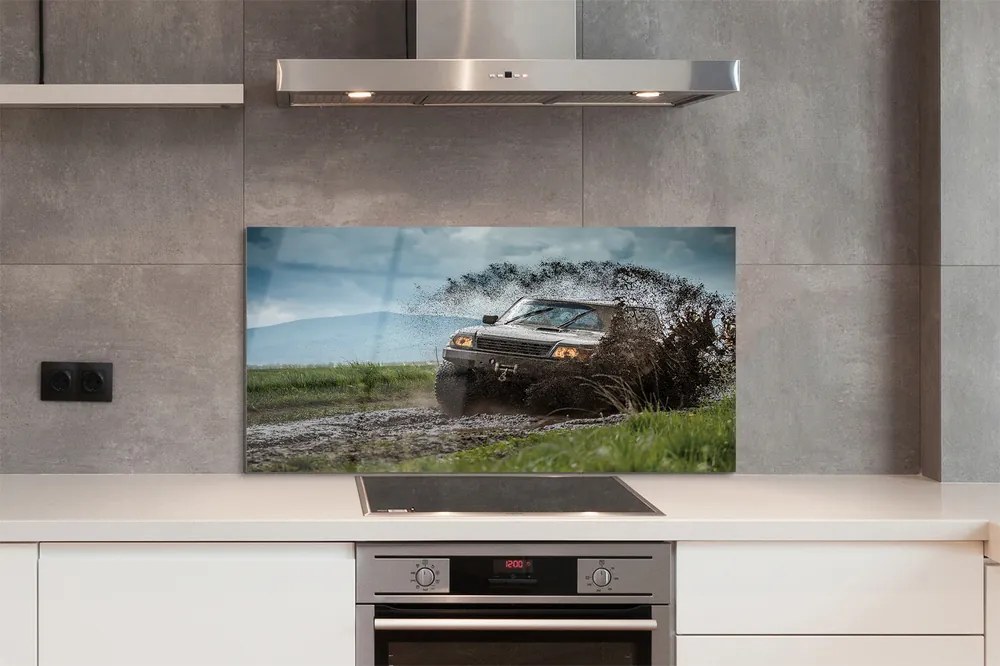 Panel szklany do Kuchni Auto Terenowe w Górach