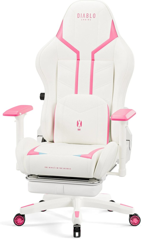 Fotel gamingowy Diablo X-Ray 2.0 Normal Size, biało-różowy