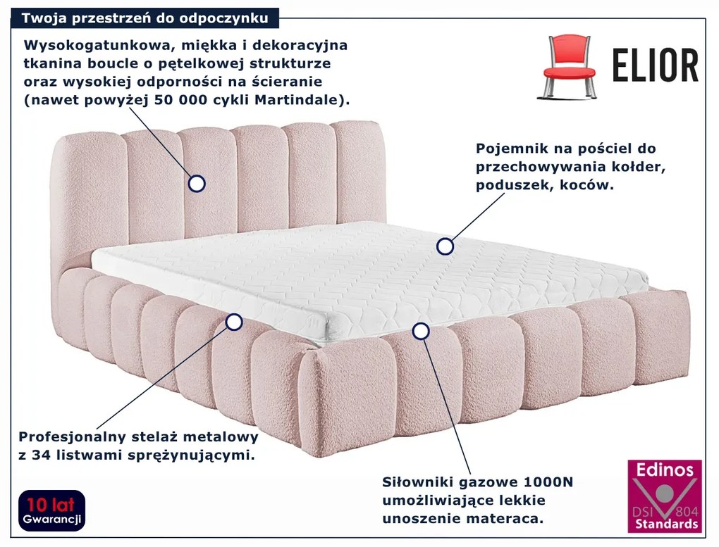 Różowe łóżko tapicerowane chmurka P8-S48