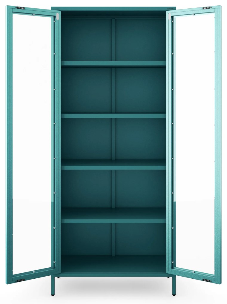 Witryna szklana do salonu na nóżkach morska, 800x1850x450 mm: ANGELO Modern