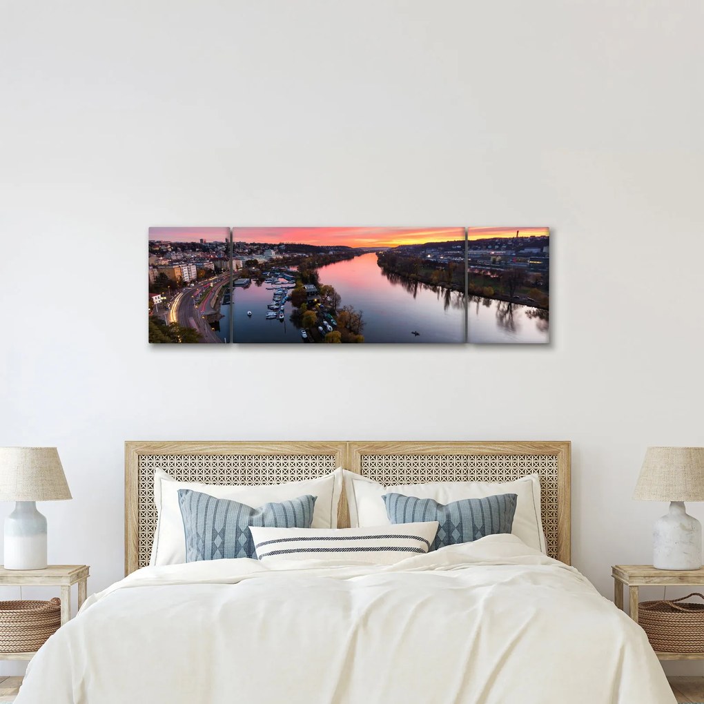 Obraz Pragi nocą (170x50 cm)
