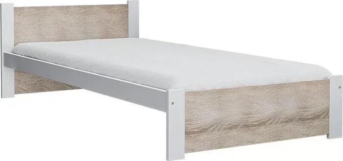 Łóżko IKAROS 80 x 200 cm, białe/dąb sonoma Stelaż: Ze stelażem listwowym rolowanym, Materac: Materac Deluxe 10 cm