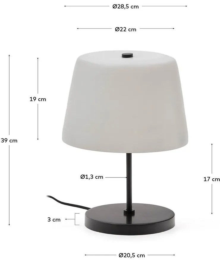 Czarno-biała lampa stołowa ze szklanym kloszem (wysokość 38 cm) Nefar – Kave Home