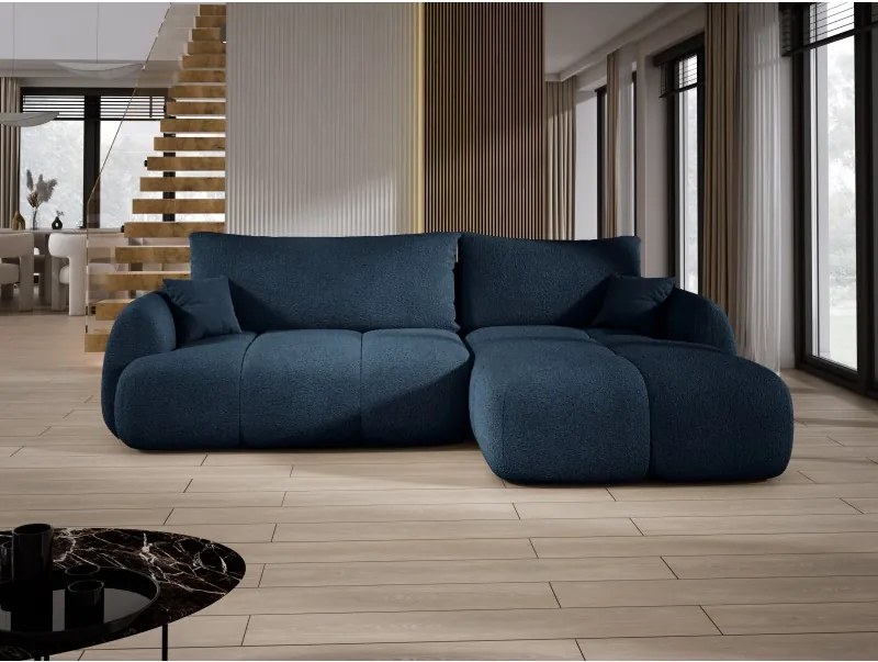 Narożnik COCO z funkcją spania, poduszkami i pojemnikiem NowOrNever 79 Niebieski