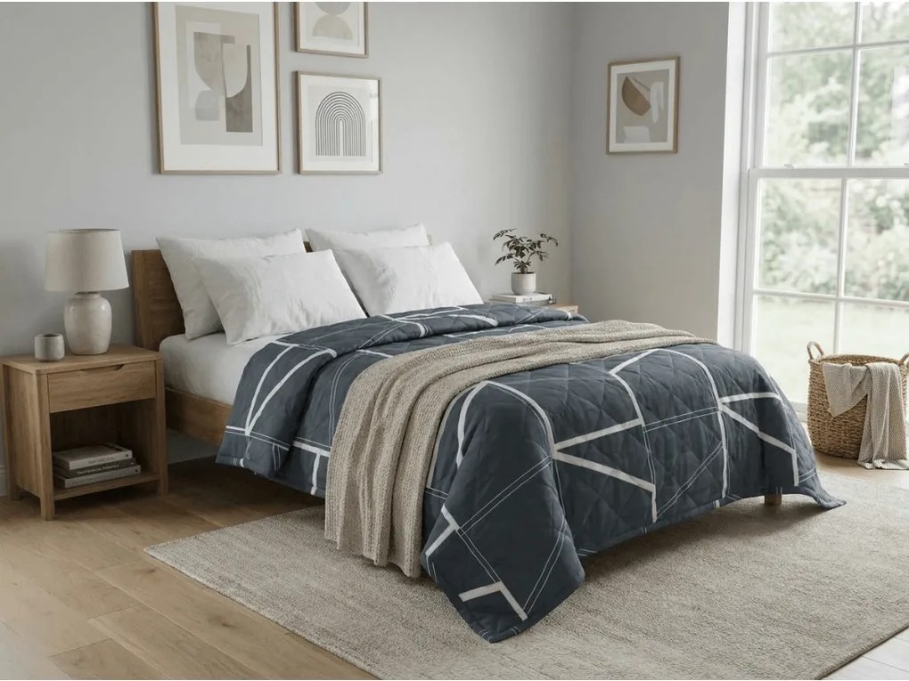 Letnia kołdra GRIDON 140x200 cm, czarna