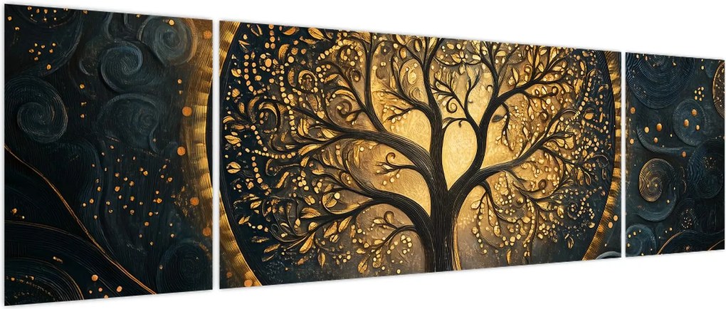 Obraz – Drzewo ze złotą aurą (170x50 cm)
