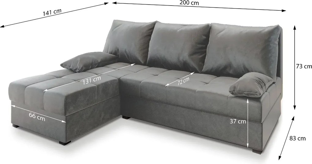 PROMOCJA Ciemnozielona rozkładana narożna sofa ZENA, dwustronna II. jakość