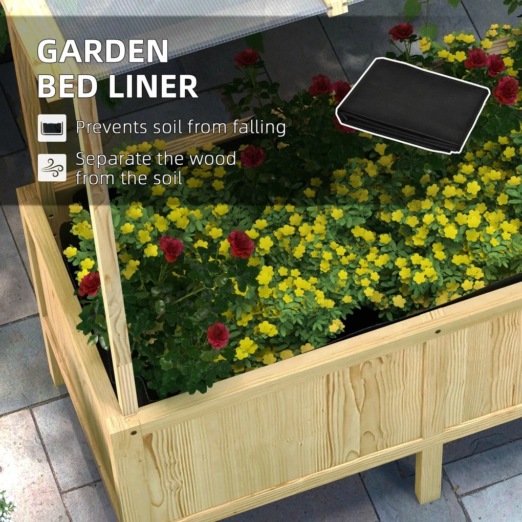 Outsunny Wysokie Łóżko Ogrodowe Drewniane z Tunel Foliowy Skrzynia na Rośliny 110x60x152cm Naturalne | Aosom PL