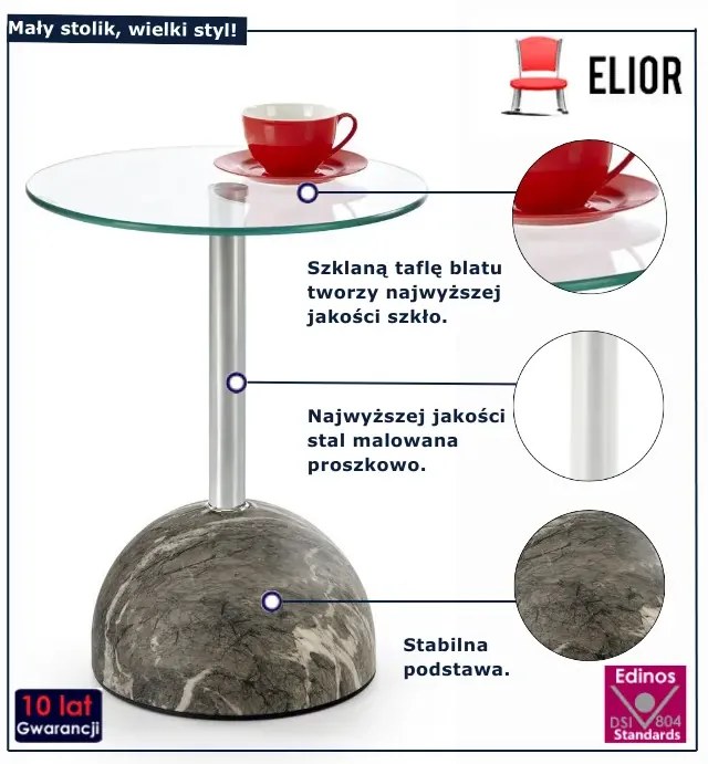 Okrągły popielaty stolik kawowy L9-R99