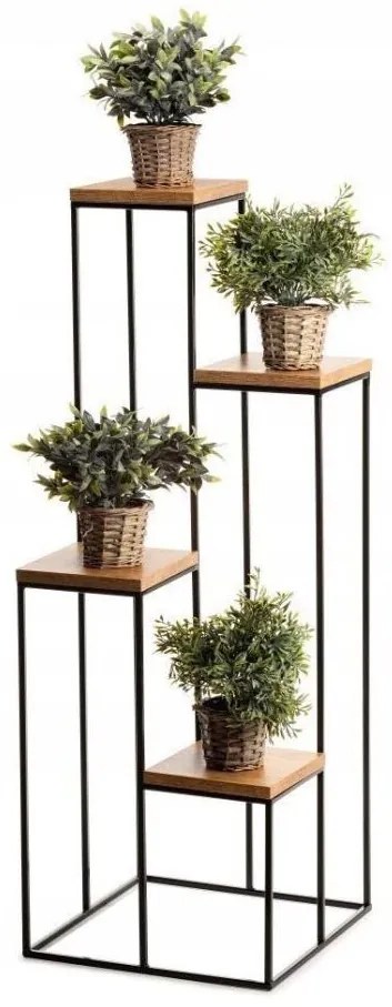 Stojak na kwiaty 110x40 cm czarny/brązowy