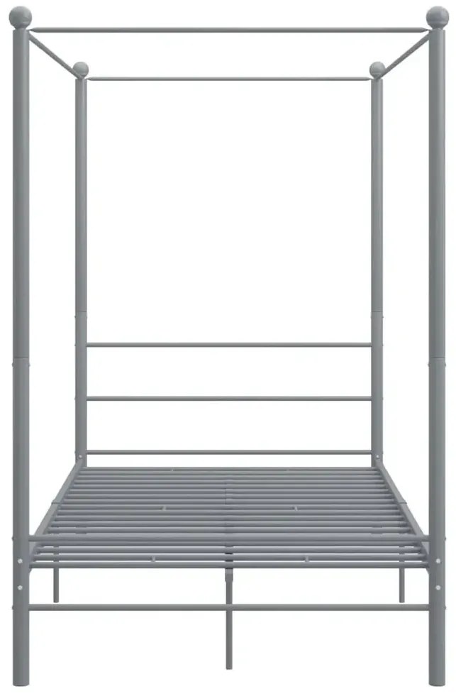 Szare rustykalne łóżko z baldachimem 120x200 cm - Aveiro