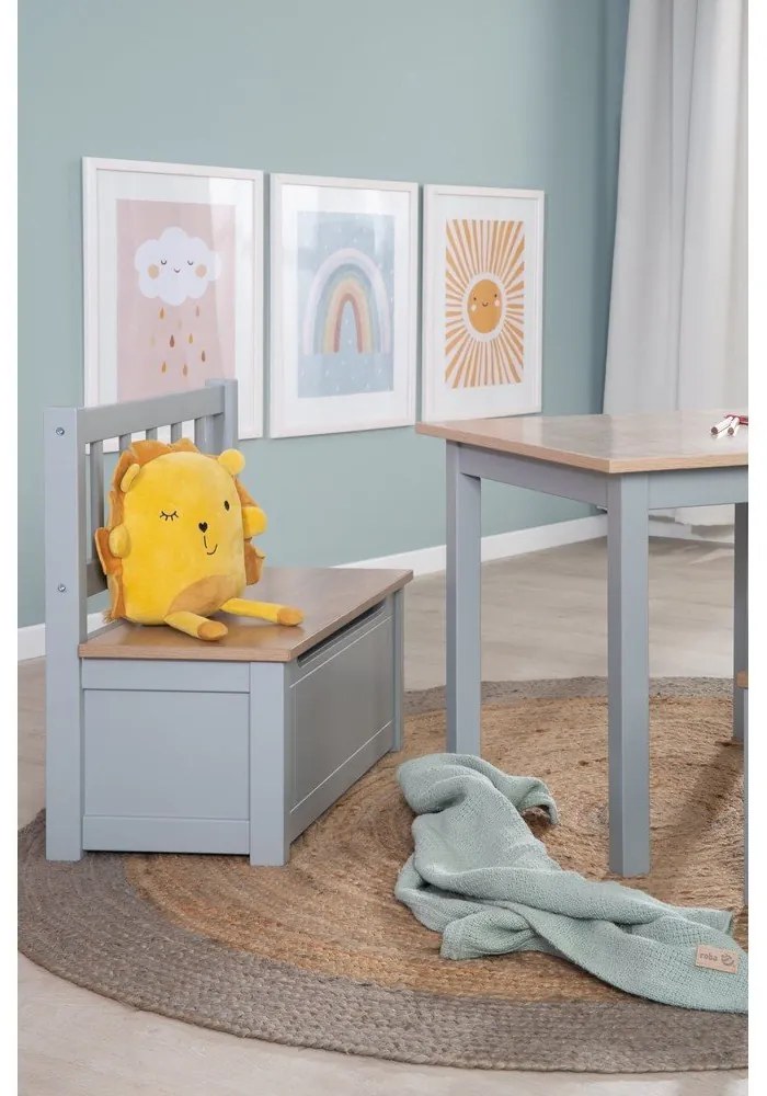 Szarobrązowa ławka dziecięca Woody – Roba