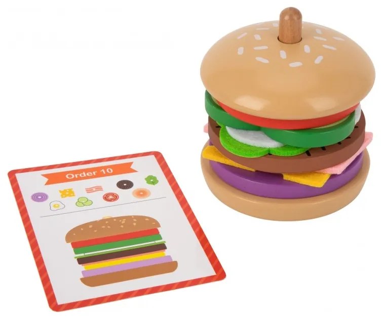Woopie green drewniany burger restauracja układanka dla dzieci 15 el. certyfikat fsc