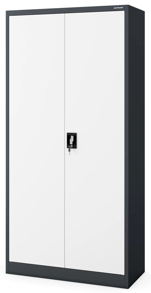 Szafa gospodarcza zamykana DAWID 900 x 1850 x 450 mm, antracytowo-biała