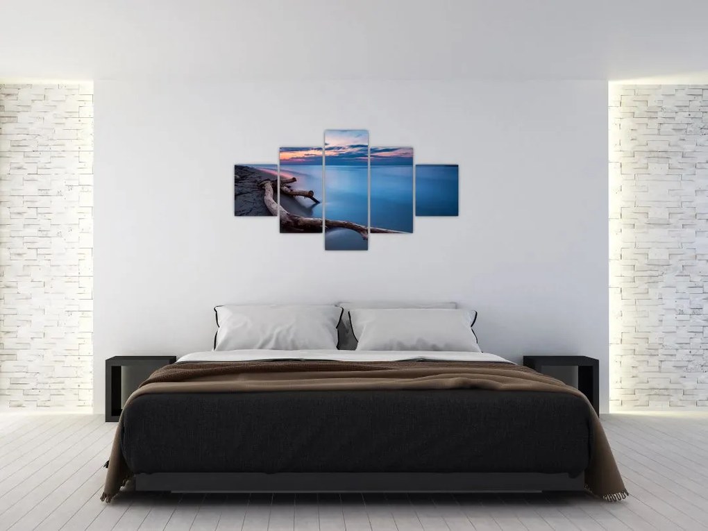 Obraz plaży o zachodzie słońca (125x70 cm)