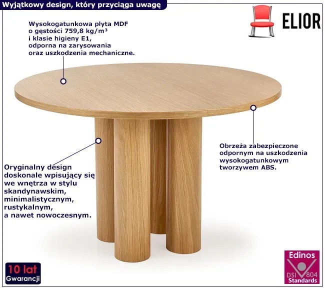 Okrągły rustykalny stół z 4 krzesłami - Kastilo