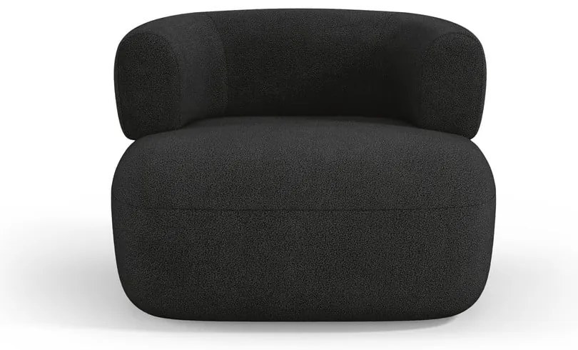 Czarny fotel z materiału bouclé Jenny – Micadoni Home