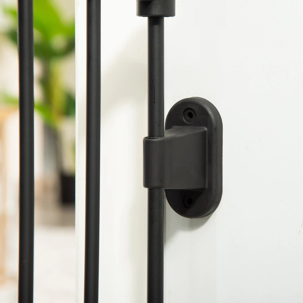 PawHut PapWHut brama bezpieczna dla psa z drzwiami składanymi, czarna, 202,5 cm