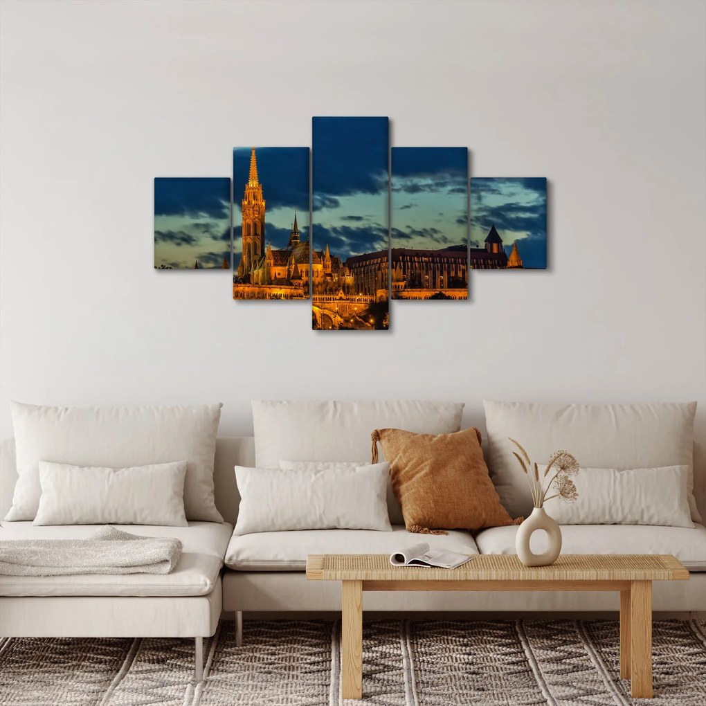 Obraz oświetlonego budynku (125x70 cm)
