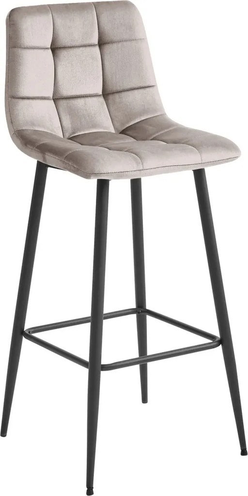 Hokerka z czarnymi nogami ARCETO VELVET, beżowa