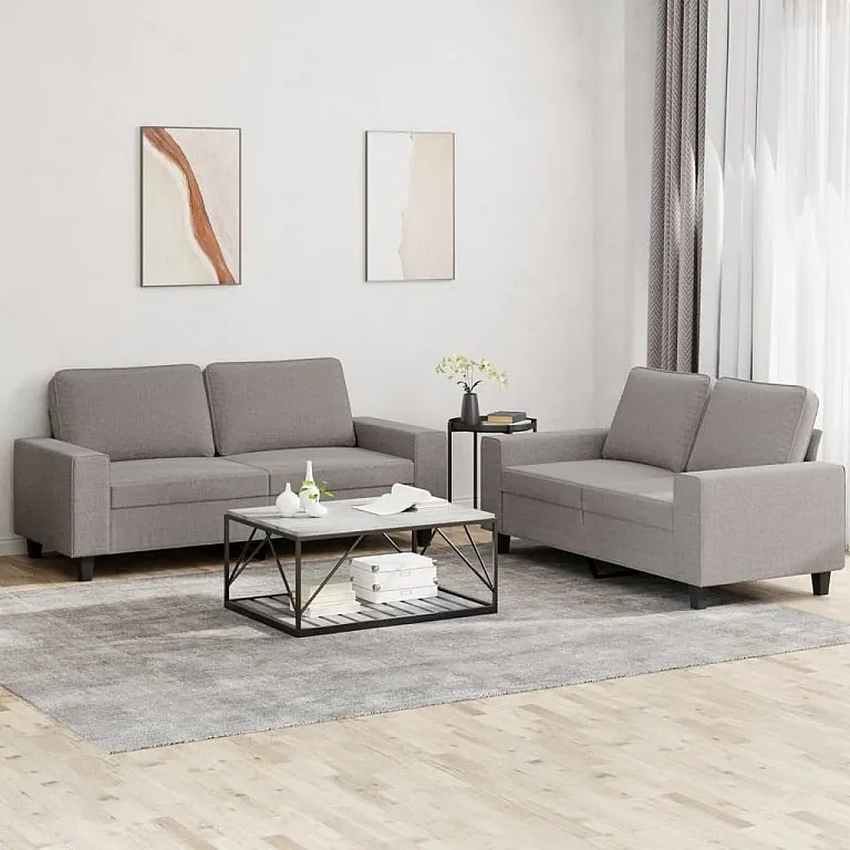 Zestaw kanap 2 szt. w kolorze taupe z tkaniny - Wygodny i solidny, idealny do relaksu w domu
