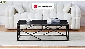 Stolik kawowy z ceramiki i metalu - Efekt czarnego marmuru - MELRONE Pascala Morabito