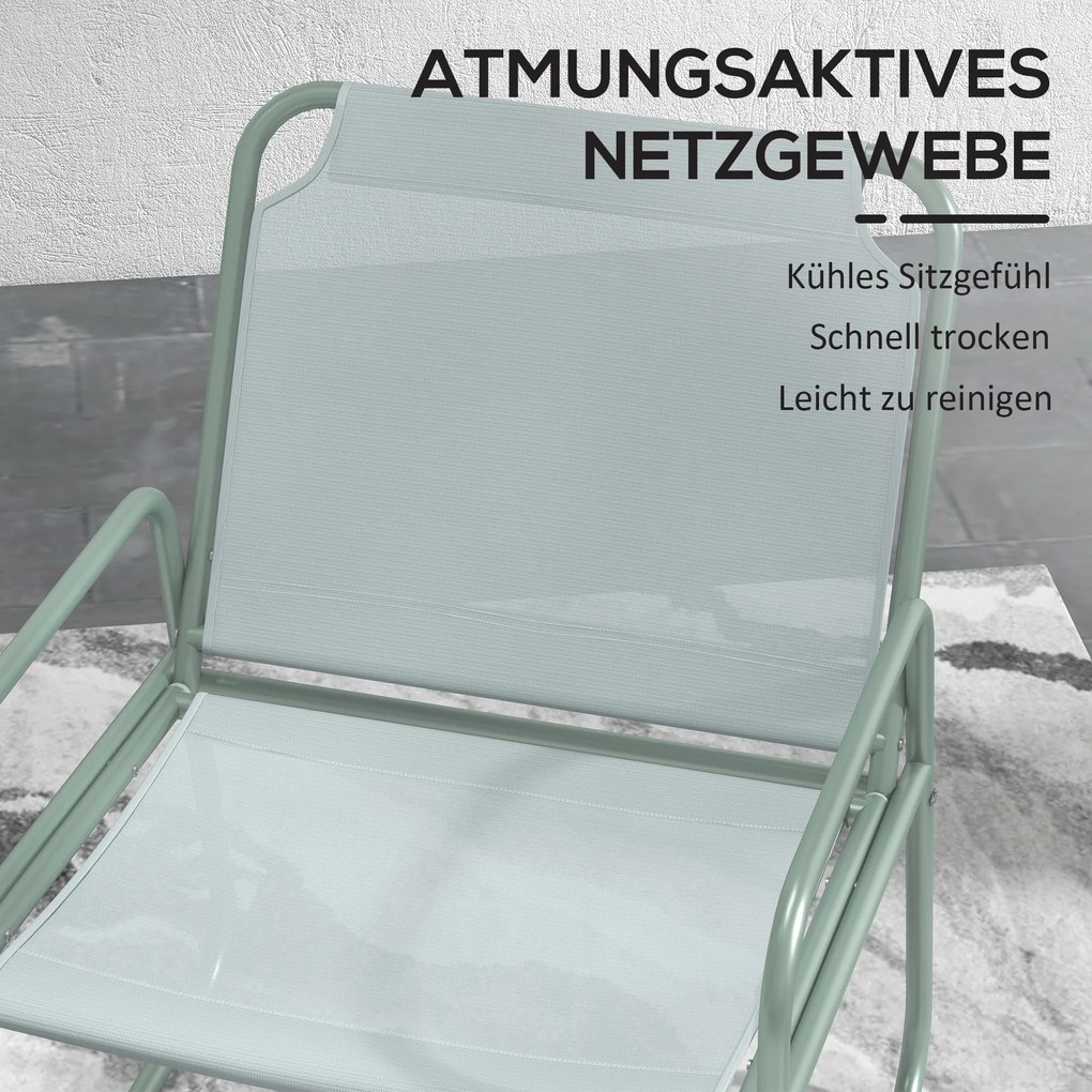Outsunny Zestaw mebli ogrodowych 3-elementowy, 2 krzesła z oddychającym pokryciem, 1 okrągły stolik Ø60 cm, Zielony