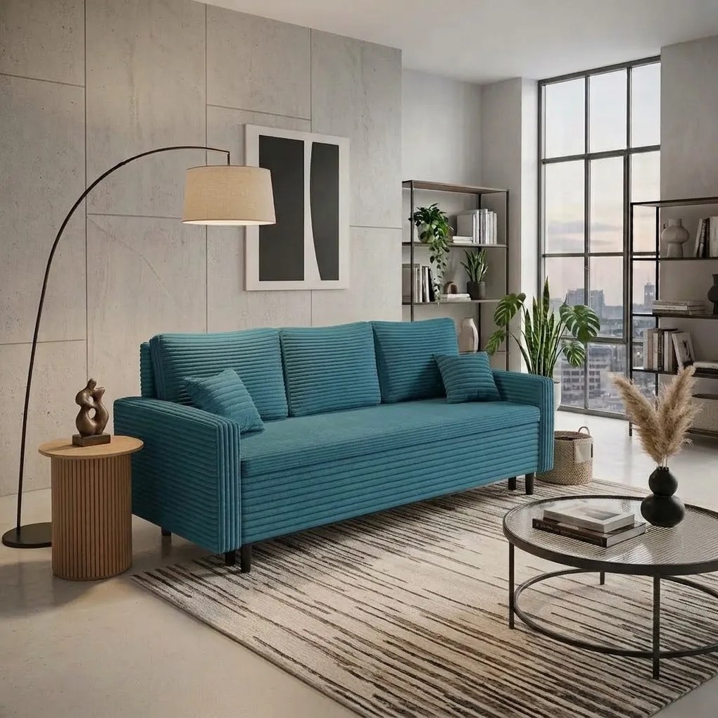 Kanapa sofa 3 osobowa z funkcją spania LIVIA Niebieski