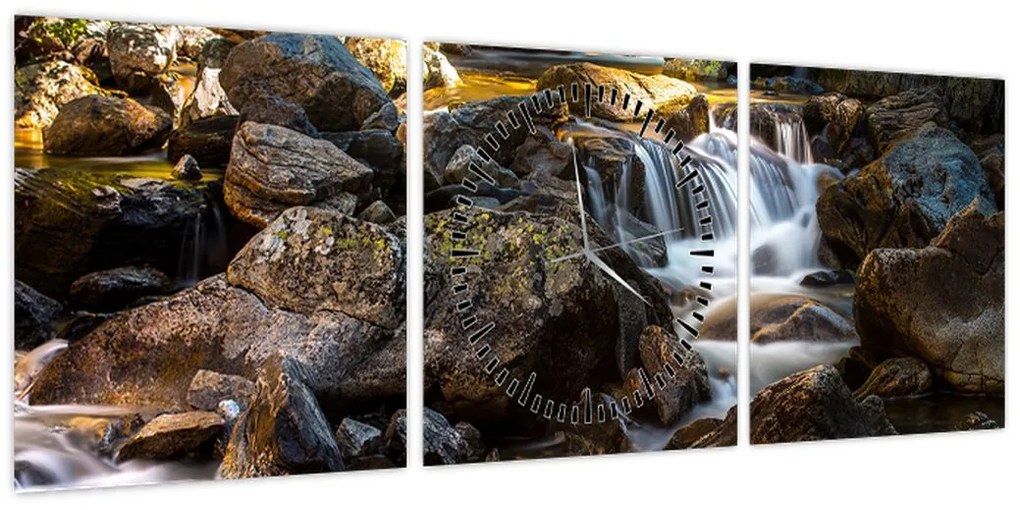 Obraz skalistego strumienia (z zegarem) (90x30 cm)