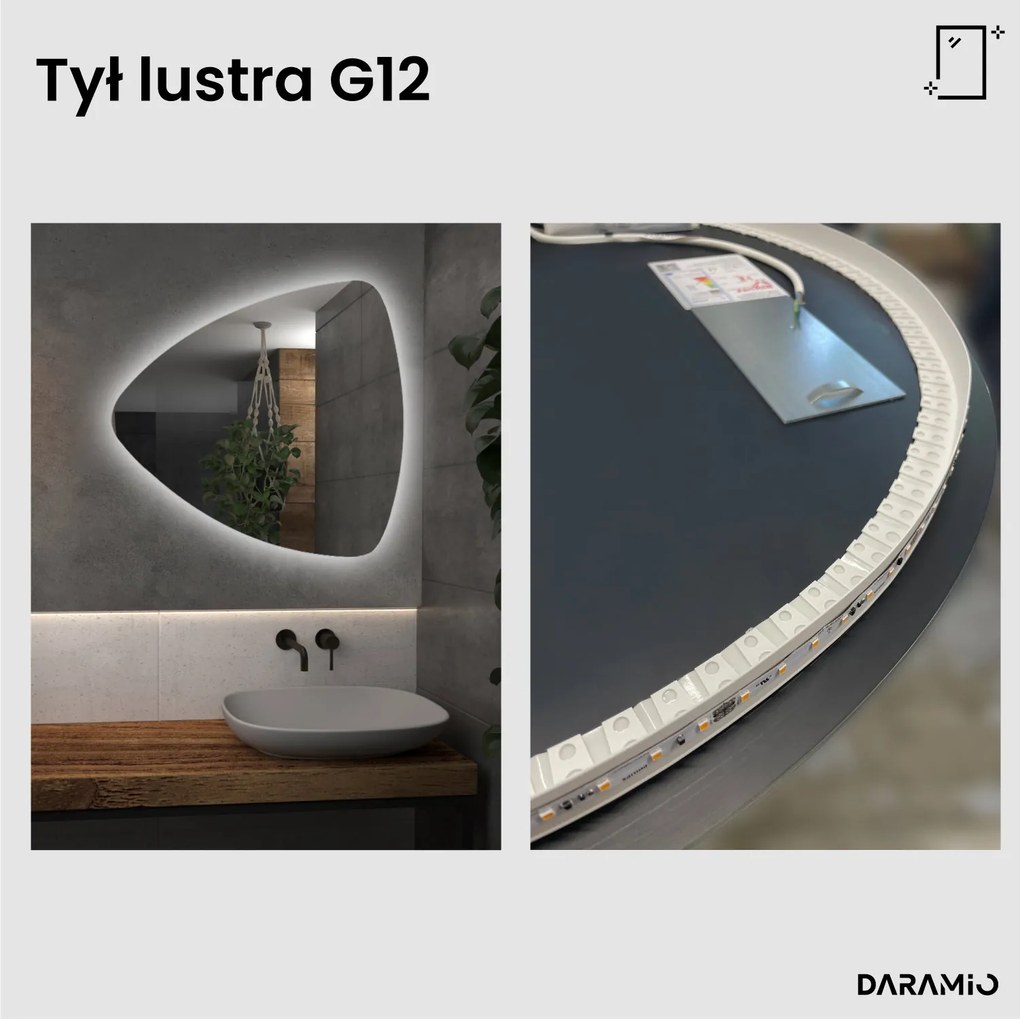 Trójkątne lustro łazienkowe LED G12
