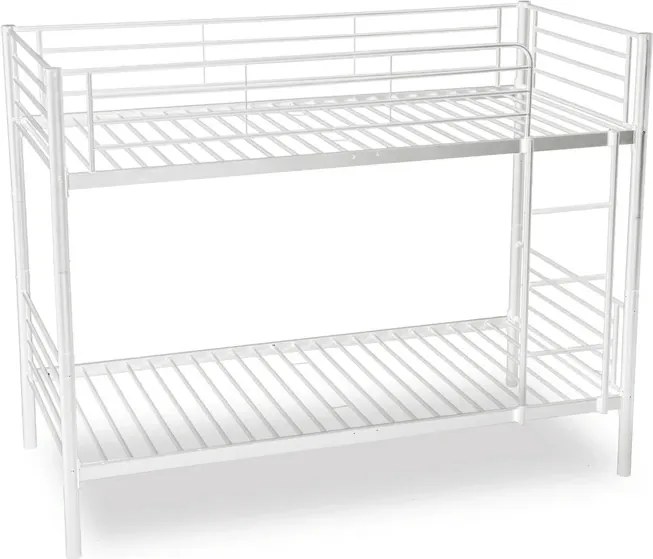 Łóżko Piętrowe Dla Dzieci 90x200 cm RODEZ Metalowe Białe Loft