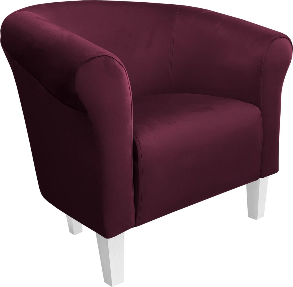Fotel Milo tkanina Welur wygodny fotel tapicerowany do salonu i sypialni : Kolor nogi - Biała, Kolor tkaniny - VELVET - MG02, Wysokość nogi - 15 cm