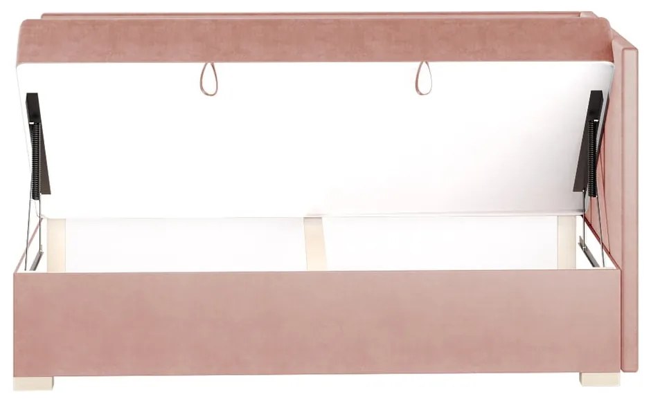 Różowe narożne łóżko dziecięce ze schowkiem i materacem 90x200 cm Flexi – Ghado