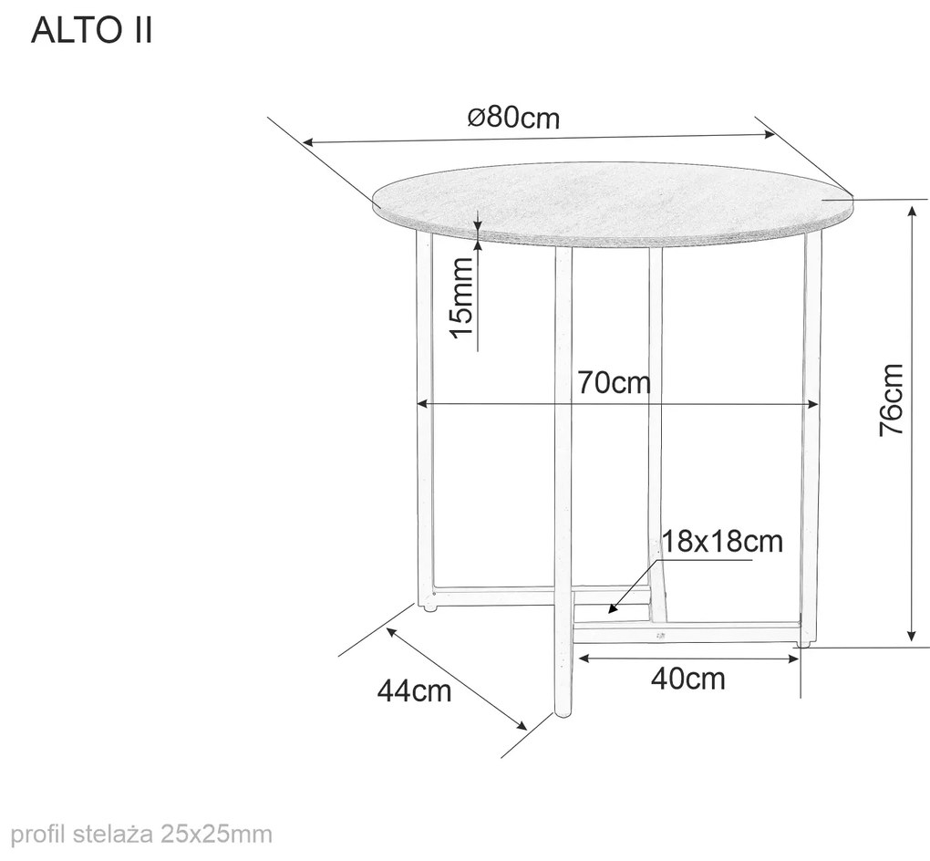 Okrągły stół jadalniany z blatem w dekorze dąb ALTO II 80x80