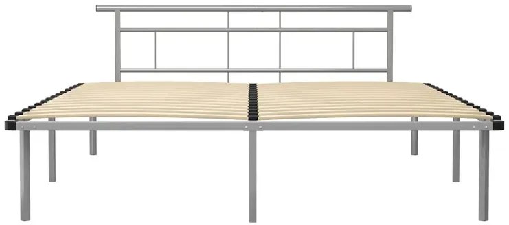 Szare metalowe łóżko małżeńskie 200x200 cm - Nikel