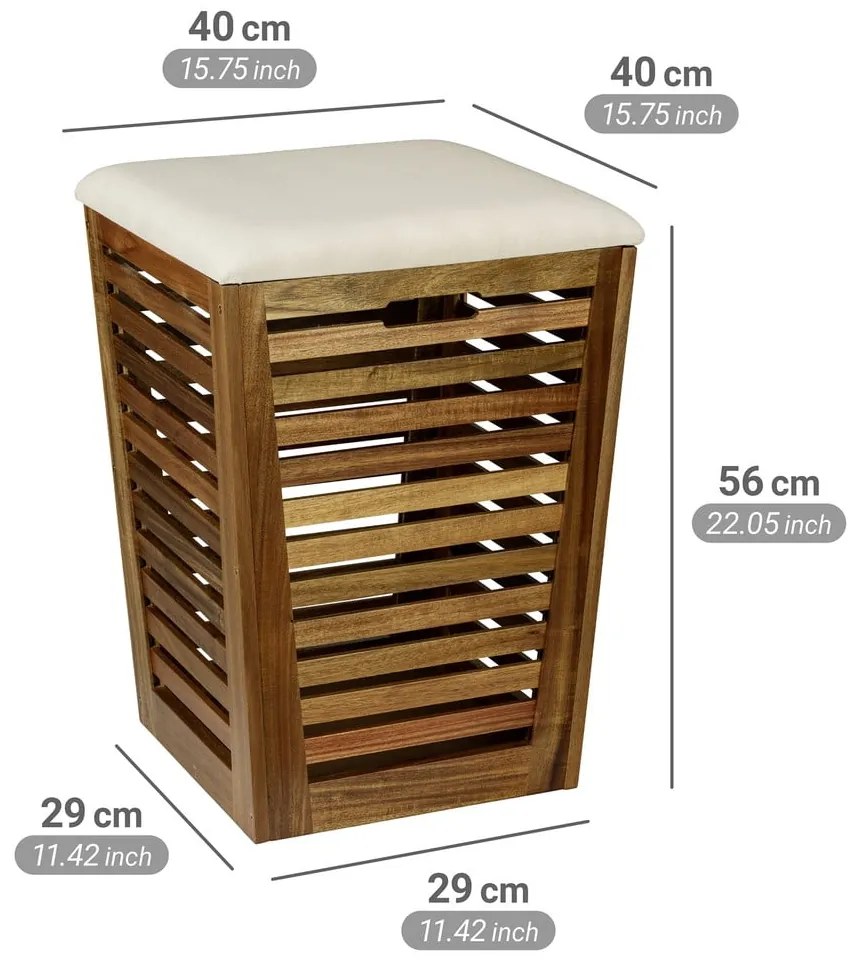 Drewniany kosz na pranie w ciemnym naturalnym kolorze 55 l Fondi – Wenko