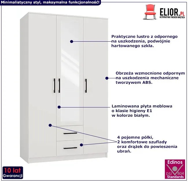 Szafa z lustrem Besari 3X - biała