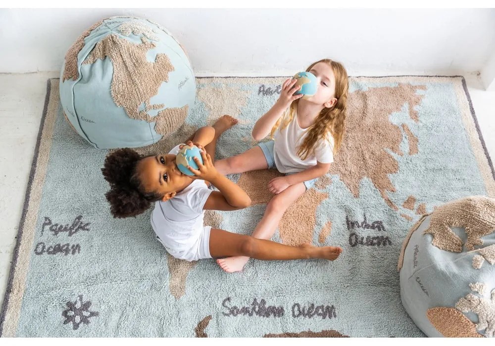Bawełniany dywan dziecięcy tkany ręcznie odpowiedni do prania 140x200 cm Vintage Map – Lorena Canals